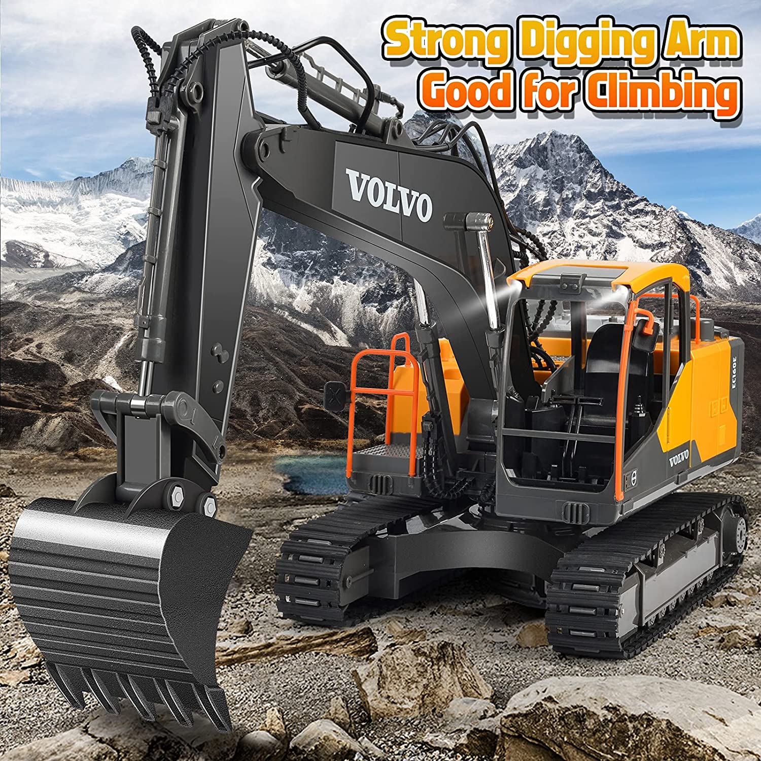 Double E E568-003 2.4GHz Remote Control 3-in-1 Volvo Crawler Excavator 3-Type Engineer Vehicle Toy Car