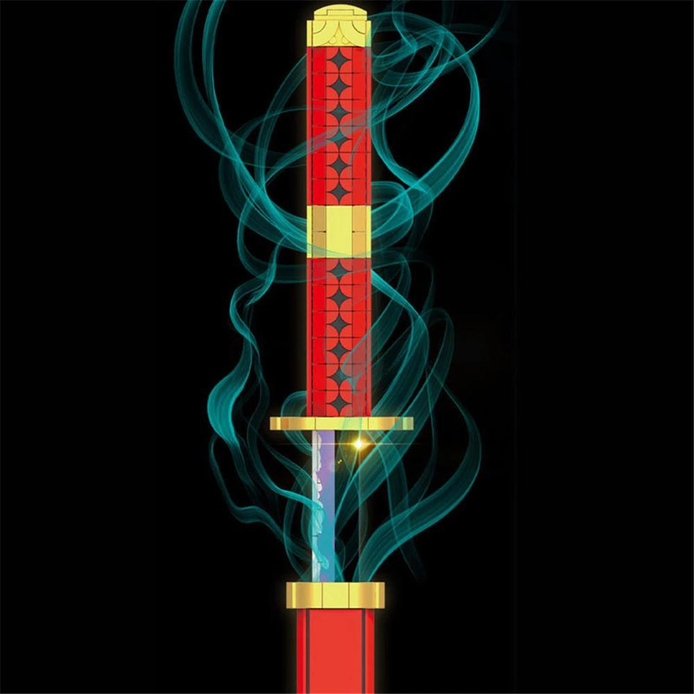 790Pcs Demon Slayer Swords Luminous Building Block Model  Blocks Toys Cosplay Anime Katana Zoro III Onikiru Samurai Sword Set with Scabbard and Stand