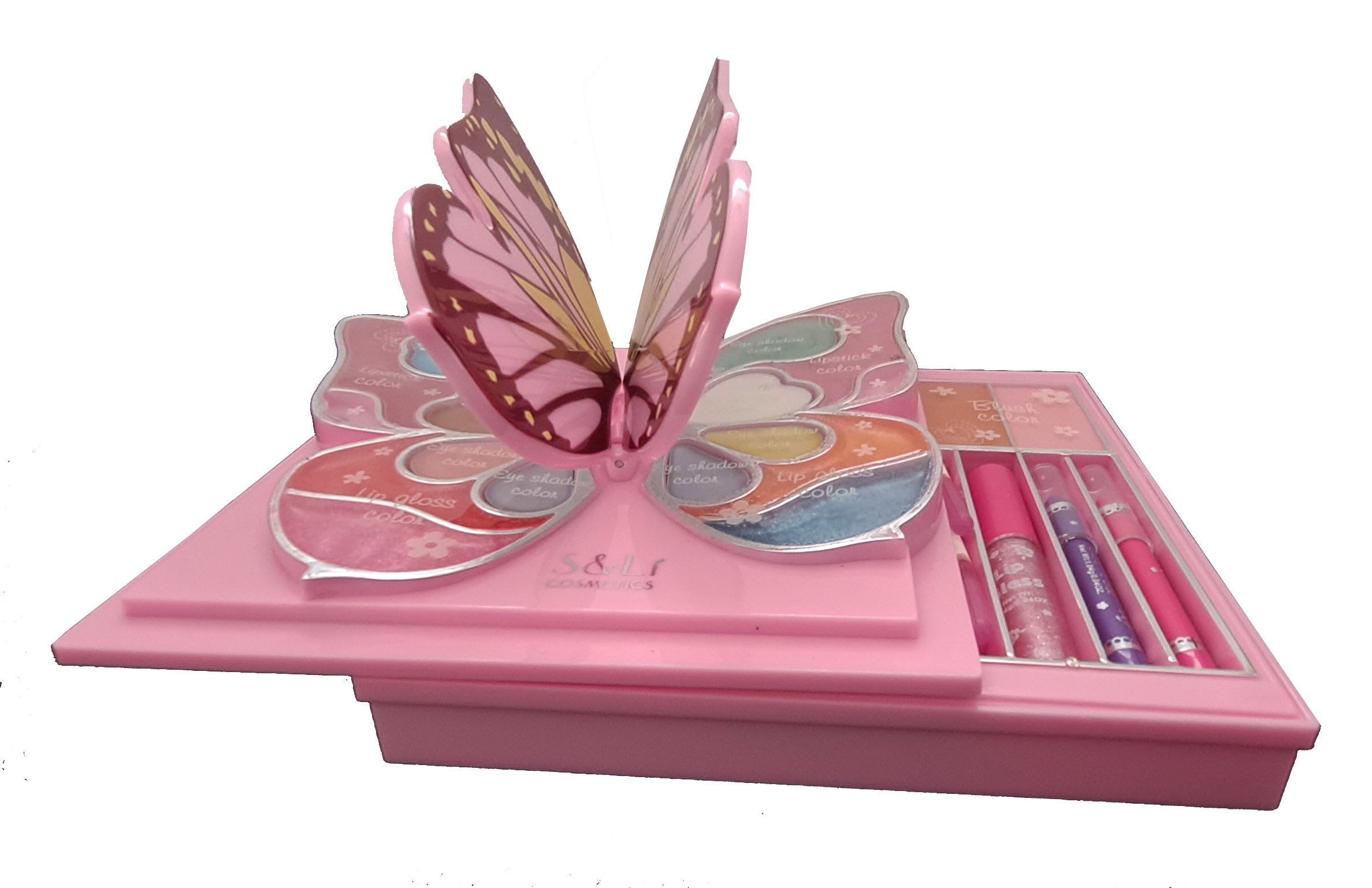 Kid Girls Makeup Set Butterfly Style Eco-friendly Cosmetic Pretend Play Kit Princess Toy