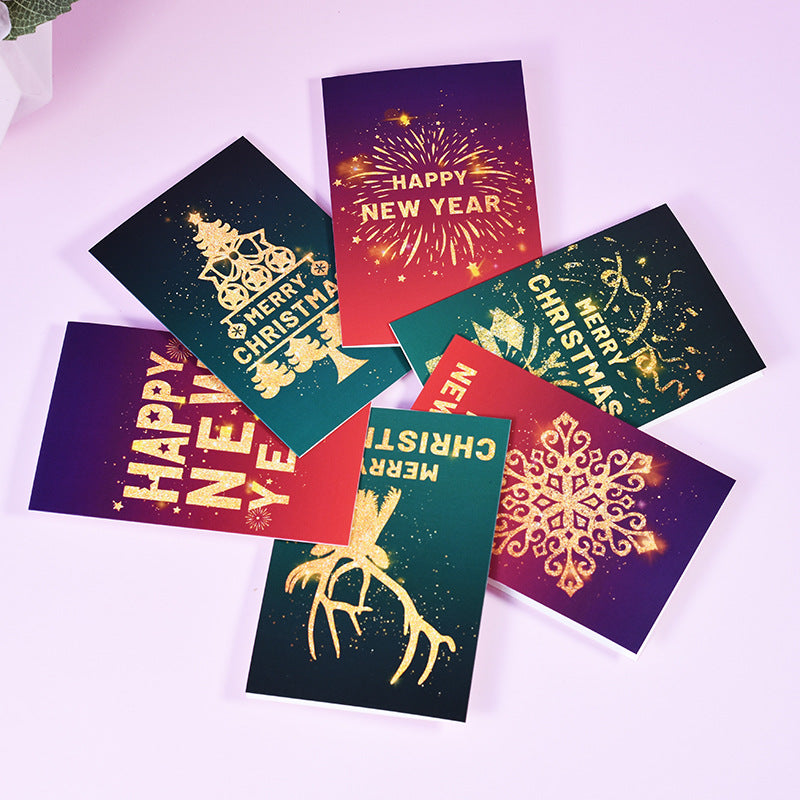 24pcs Premium Christmas and New Year Cards Xmas & New Year Cards 6 Styles Bulk Mixed Card Pack With Envelopes and Stickers - Red and Green
