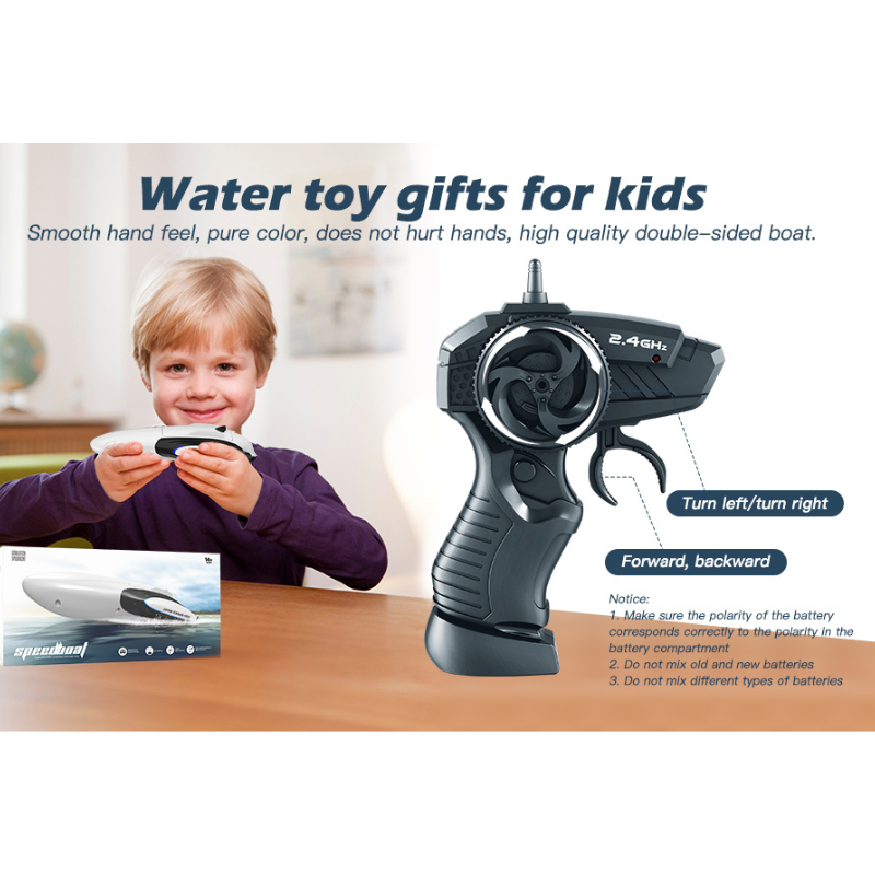 2.4GHz Remote Control Boat with Innovative Hull Double-Sided Driving Design with LED Light for Pools and Lakes Adults and Kids Toy Gift