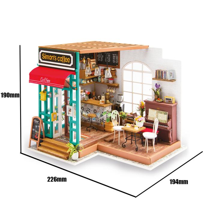 Robotime 1:24 DIY Miniature Mini Dollhouse Kit Home Decor Simon's Coffee DG109