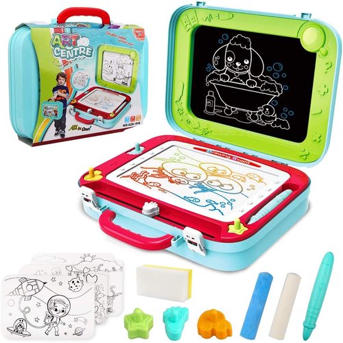 2 in1 Magnetic Drawing Black Board Sketch Learning Kid Education CarryCase Toys