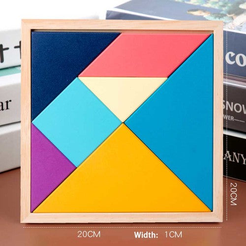 20cm Wooden Tangram Macaron Educational Montessori Toy Kid Puzzle Preschool