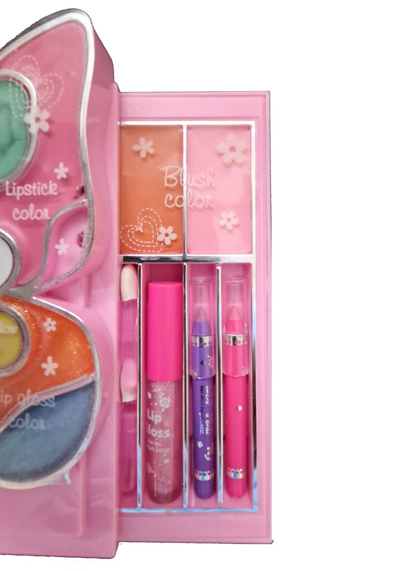 Kid Girls Makeup Set Butterfly Style Eco-friendly Cosmetic Pretend Play Kit Princess Toy