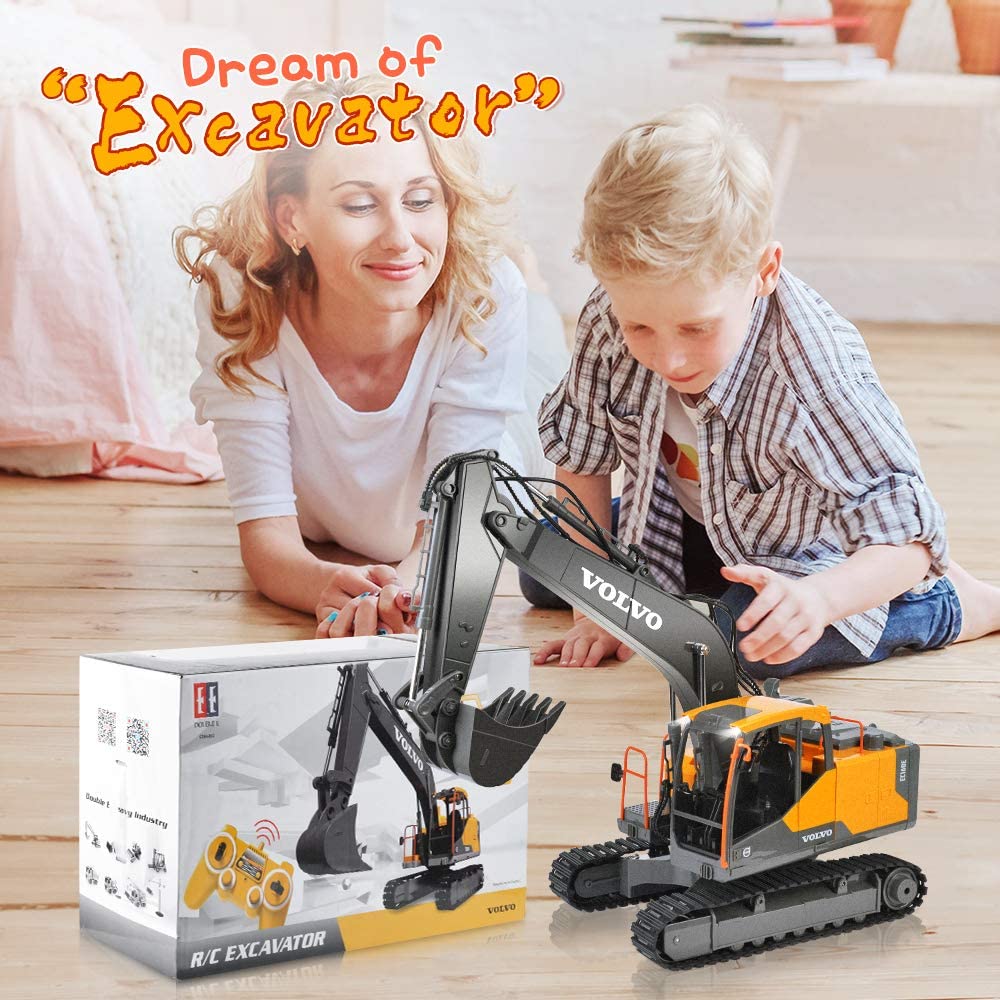 Double E E568-003 2.4GHz Remote Control 3-in-1 Volvo Crawler Excavator 3-Type Engineer Vehicle Toy Car