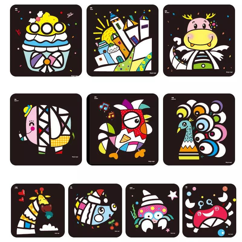 DIY Colored Sand Painting Art Suite Kit for Kids with 10 Sheets Painting Cards Set Children Art Toy