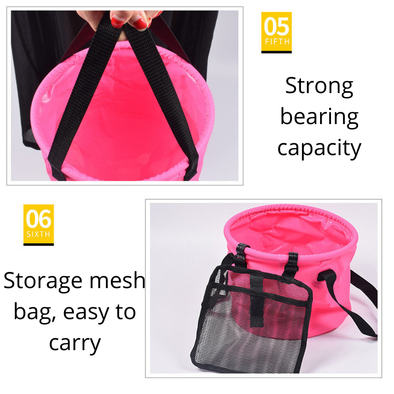 20L Red Heavy-Duty Foldable Bucket - Waterproof, Durable & Portable for Camping, Fishing & Beach