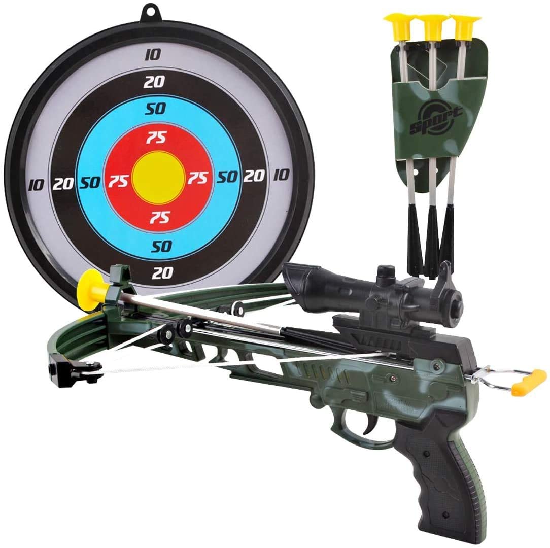 Kids Real Shooting Toy Camouflage Crossbow Archery Set Suction Arrows & Target