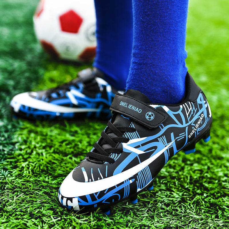 Soccer Shoes Little & Big Kids Lightweight Durable Turf Football Shoes Anti-Slip Soccer Outdoor Performance Firm Cleats - Blue