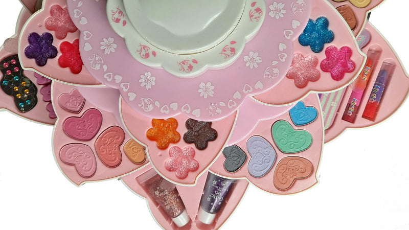 Kid Girls Makeup Set Flower Style Eco-friendly Pretend Cosmetic Play Kit Princess Toy