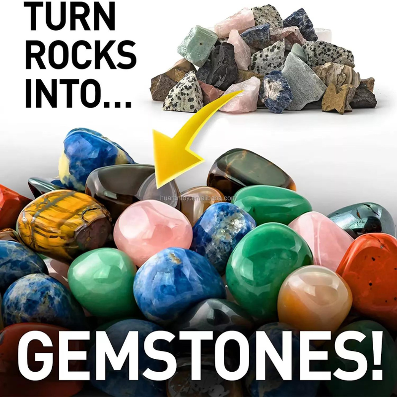 DIY Stone Tumbler for kids DIY Rock Tumbler Polishing Gem Grinder with Rough Gemstone Kids Hobby Toy