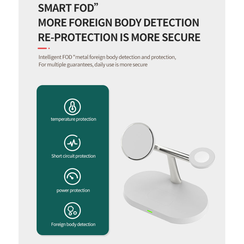 3 in 1 Magnetic Wireless Charger Stand Charging Dock Station for iPhone Apple Watch Airpods Black