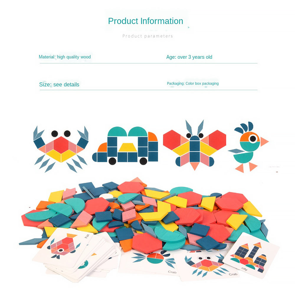 180Pcs Wooden Jigsaw Puzzle Games Montessori Educational Toys For Kids Patterns