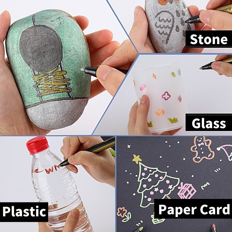 10-Colour Kid-Safe Acrylic Paint Pens | Quick-Dry, Non-Toxic Markers for Rock, Fabric, Ceramic & Multi-Surface Art – Includes Eco-Friendly Case (Ideal for Young Artists!)