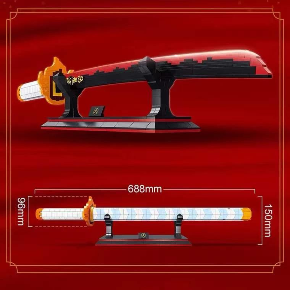 790Pcs Demon Slayer Swords Splicing Building Block Model  Blocks Toys Cosplay Anime Katana Samurai Nichirin Sword Set with Scabbard and Stand