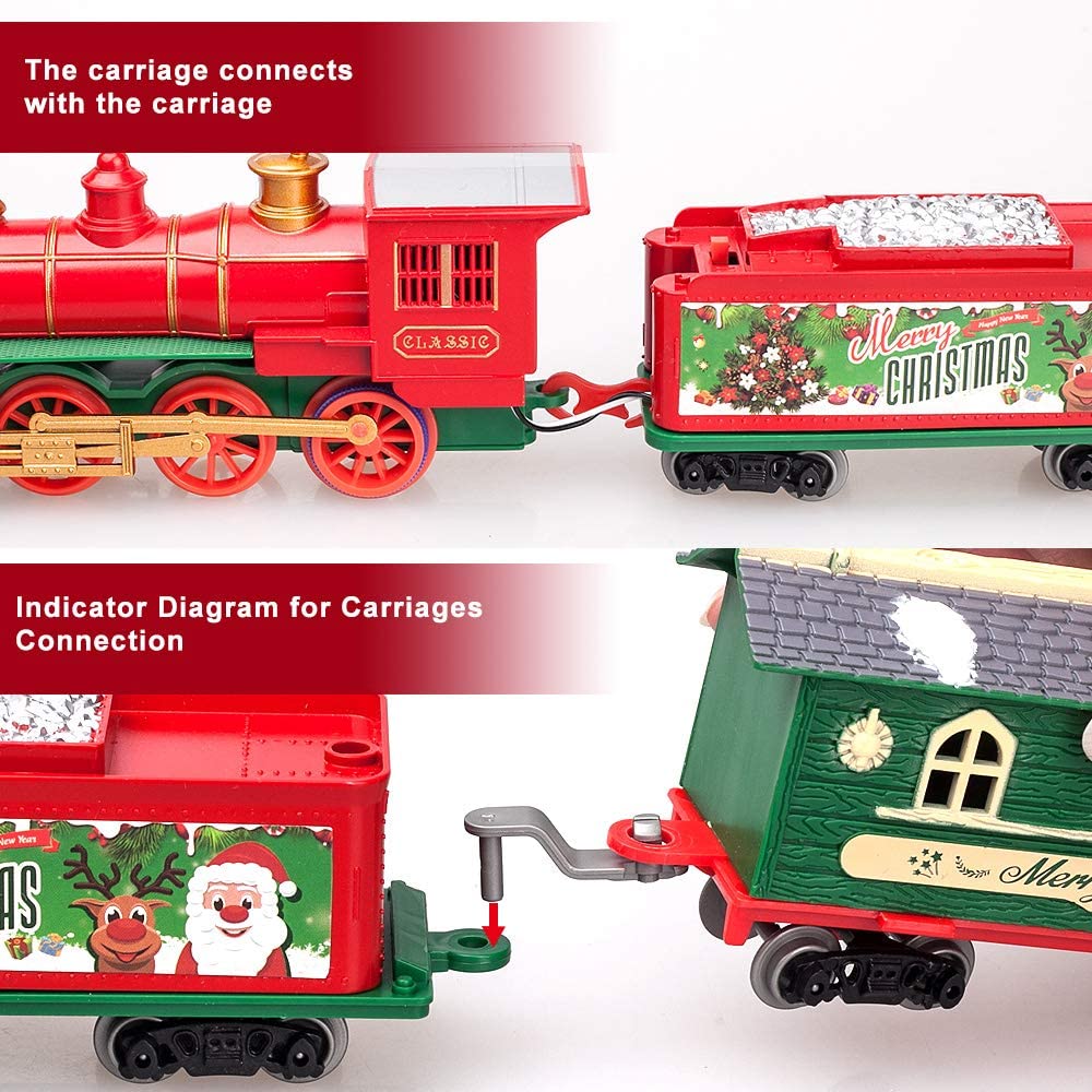 47PCS Electric Classical Christmas Rail Train Set with Tracks Lights & Sounds Battery Operated RTR Simulation Kids Toy