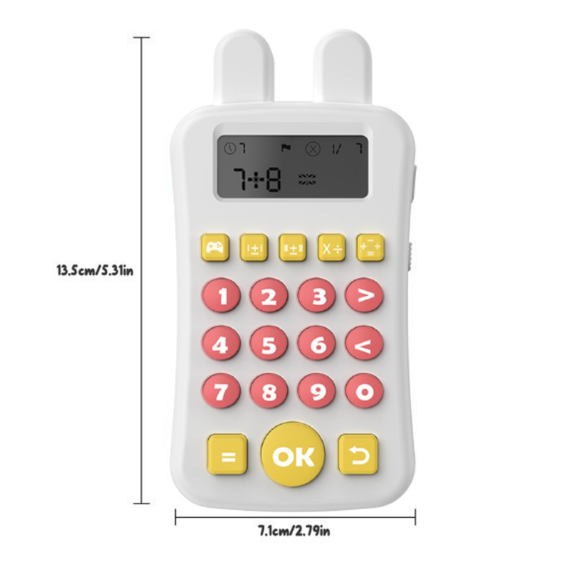 Montessori Mini Maths Teaching Calculator Early Learning Math Machine with Timing Maths Learning Educational Game for Kids White