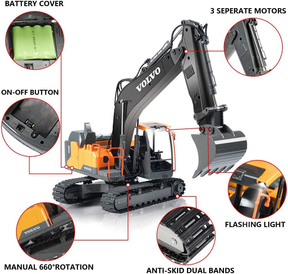 Double E E568-003 2.4GHz Remote Control Volvo Excavator Engineer Vehicle Toy Car