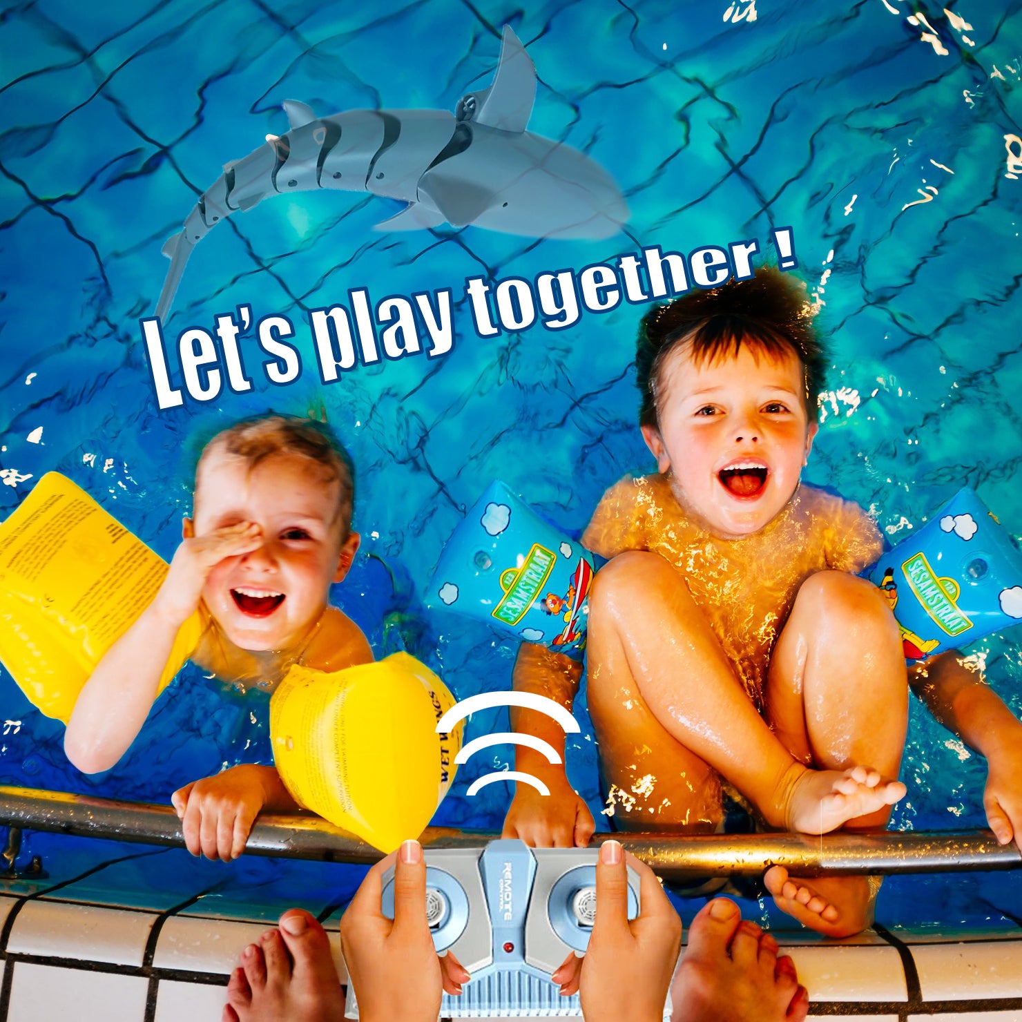 2.4GHz Electric Great White Shark Remote Control Swim Toy RC Boat Prank Gift Kid