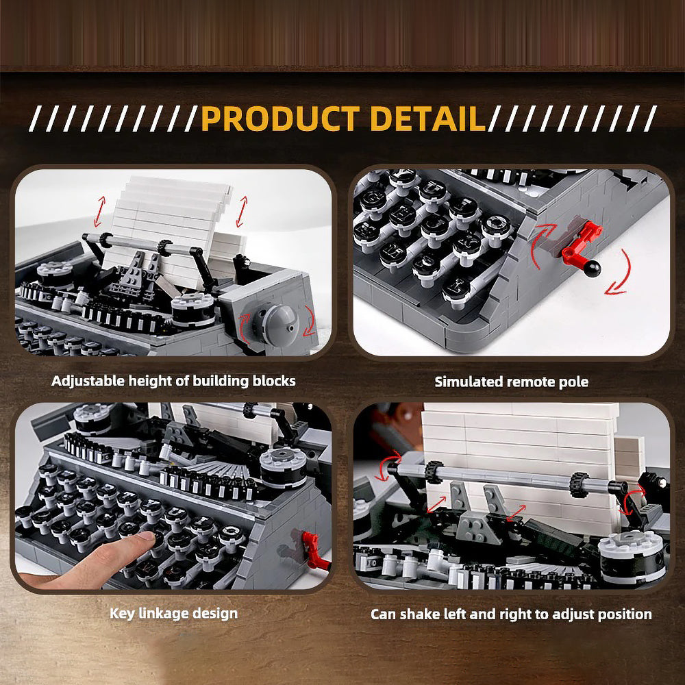 1618 Pcs Type Writer Classic Typewriter Mechanical Building Blocks Bricks Kids and Adult Gift Toy