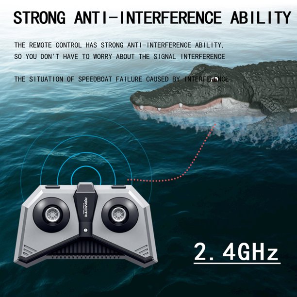 2.4G RC Crocodile Electric RC Boat Gag Funny Toy High-speed Waterproof Remote Control Watercraft Toy for Summer Water Fun