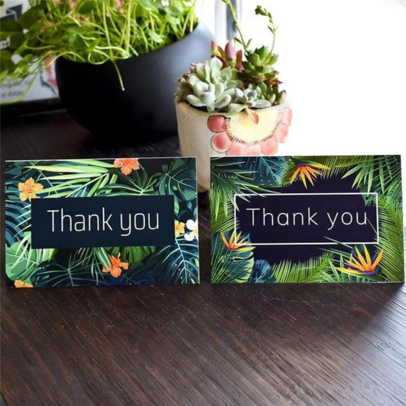 24pcs Premium Greeting Cards Thank You Cards 6 Styles Bulk Mixed Party Card Pack With Envelopes and Stickers - Tropical Plants