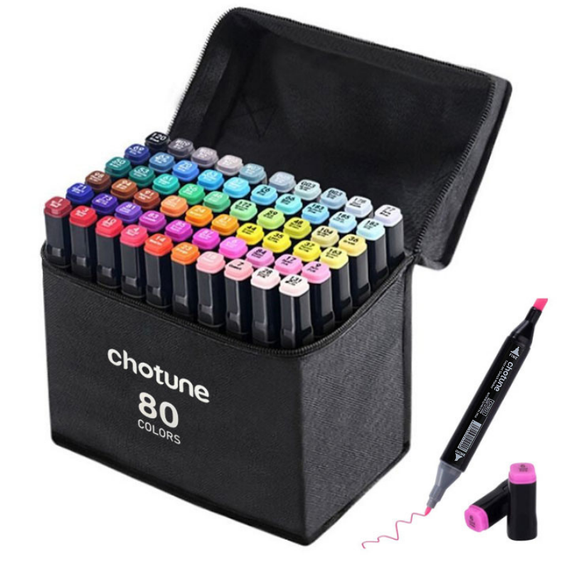 80 PCS Color Marker Art Set Double Head Alcohol Based Children Gift