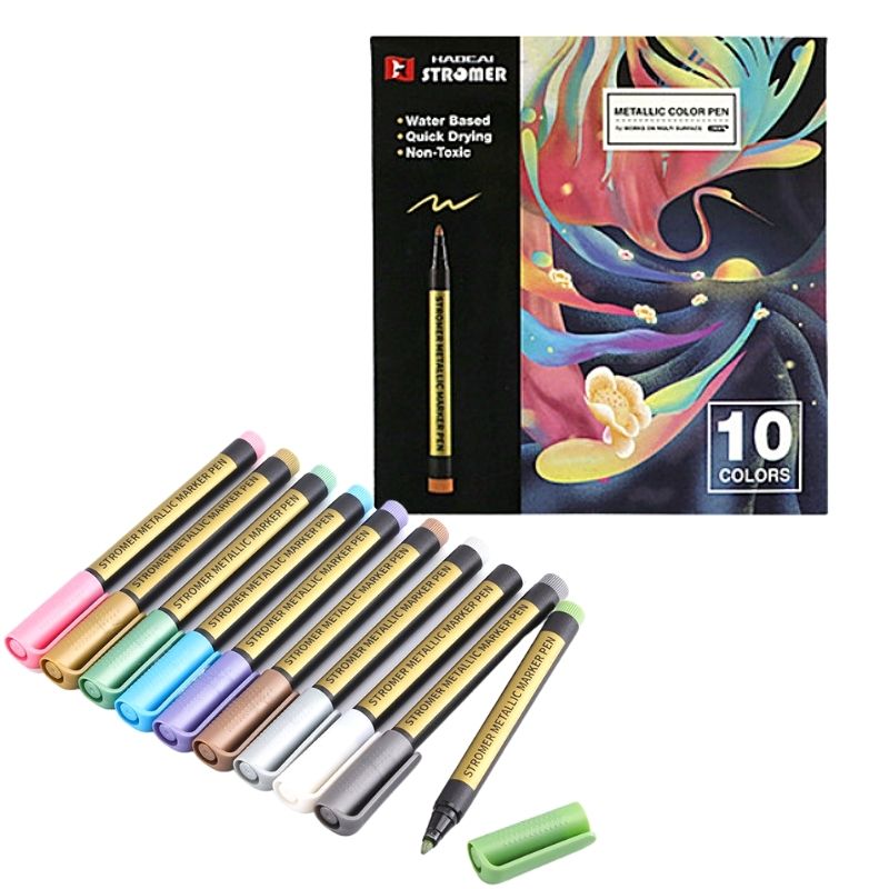 10-Colour Kid-Safe Acrylic Paint Pens | Quick-Dry, Non-Toxic Markers for Rock, Fabric, Ceramic & Multi-Surface Art – Includes Eco-Friendly Case (Ideal for Young Artists!)