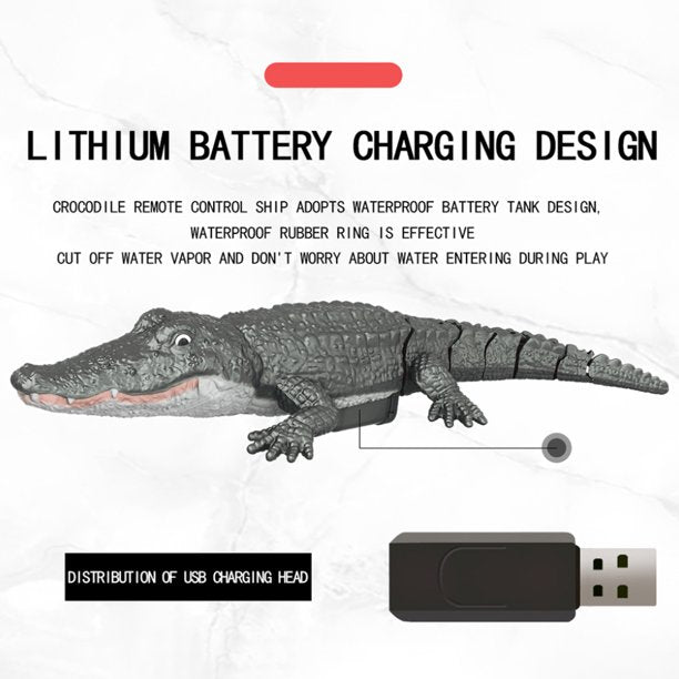2.4G RC Crocodile Electric RC Boat Gag Funny Toy High-speed Waterproof Remote Control Watercraft Toy for Summer Water Fun