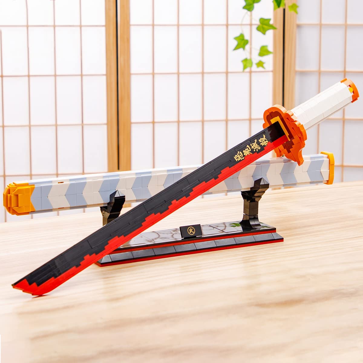 790Pcs Demon Slayer Swords Splicing Building Block Model  Blocks Toys Cosplay Anime Katana Samurai Nichirin Sword Set with Scabbard and Stand