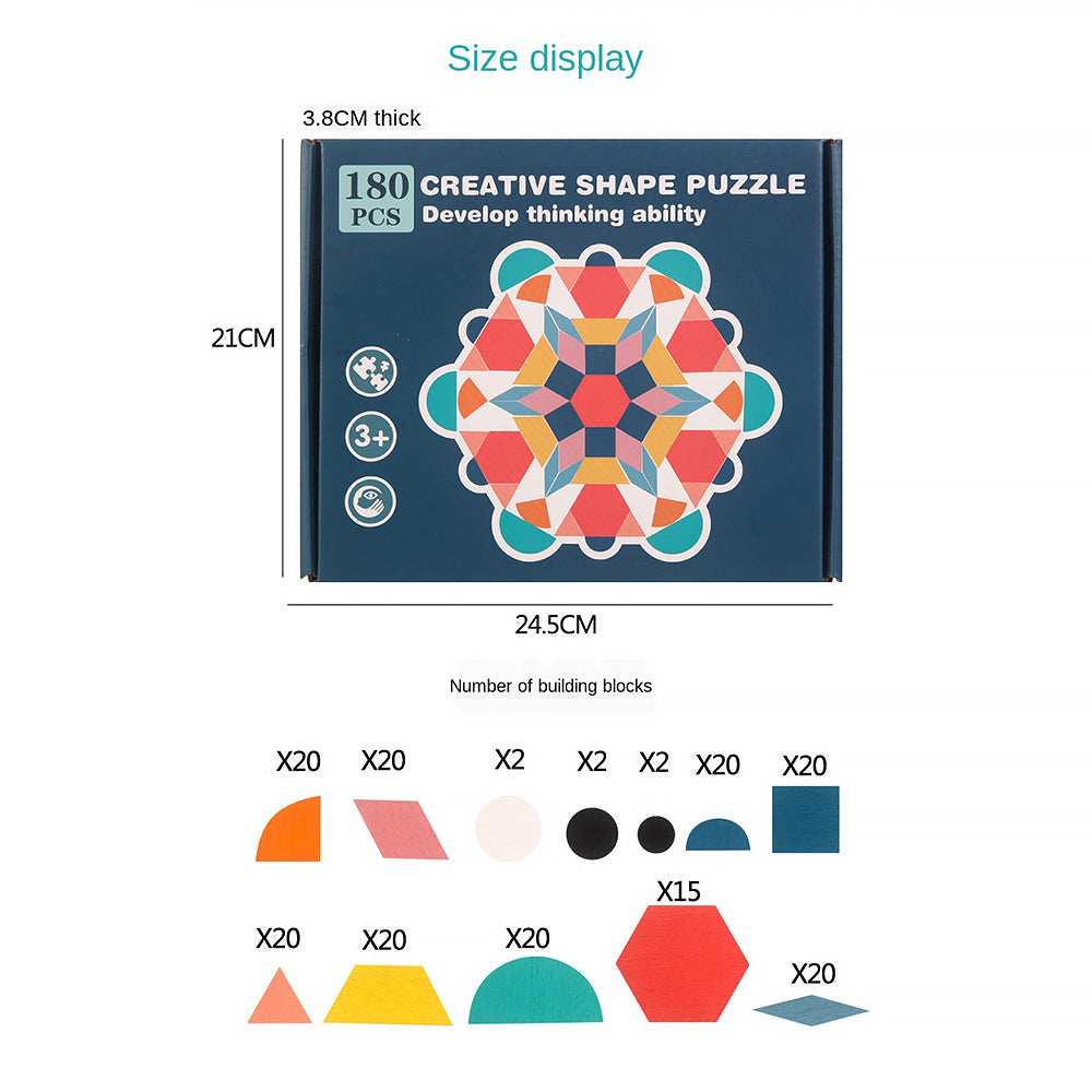 180Pcs Wooden Jigsaw Puzzle Games Montessori Educational Toys For Kids Patterns