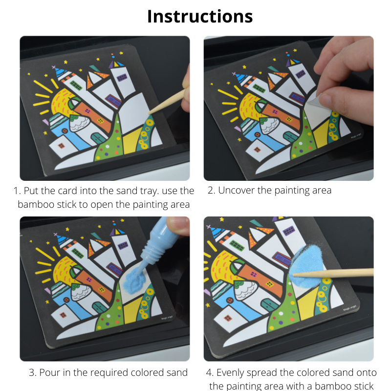 DIY Colored Sand Painting Art Suite Kit for Kids with 10 Sheets Painting Cards Set Children Art Toy