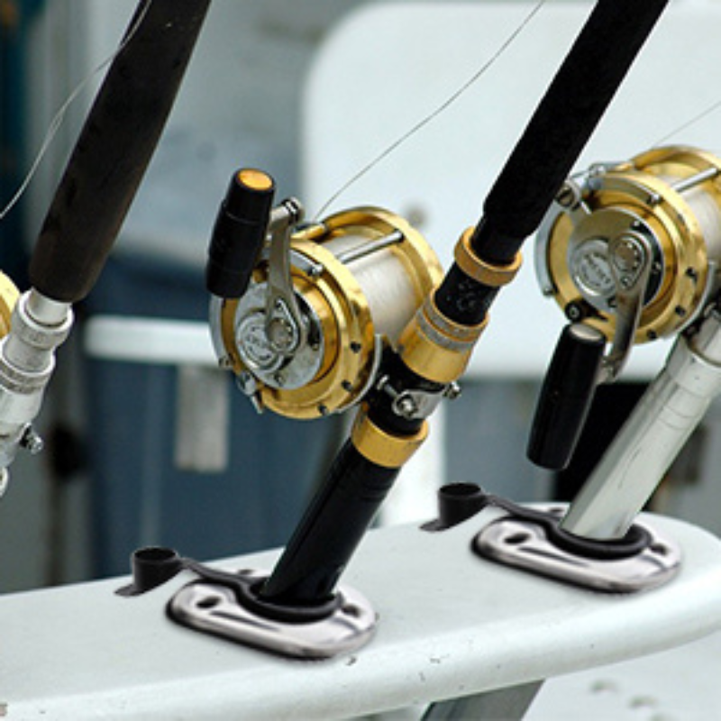 2 Pcs Premium Stainless Steel Rod Holders Fishing Rod Holders With Rubber Cap 30 Degrees