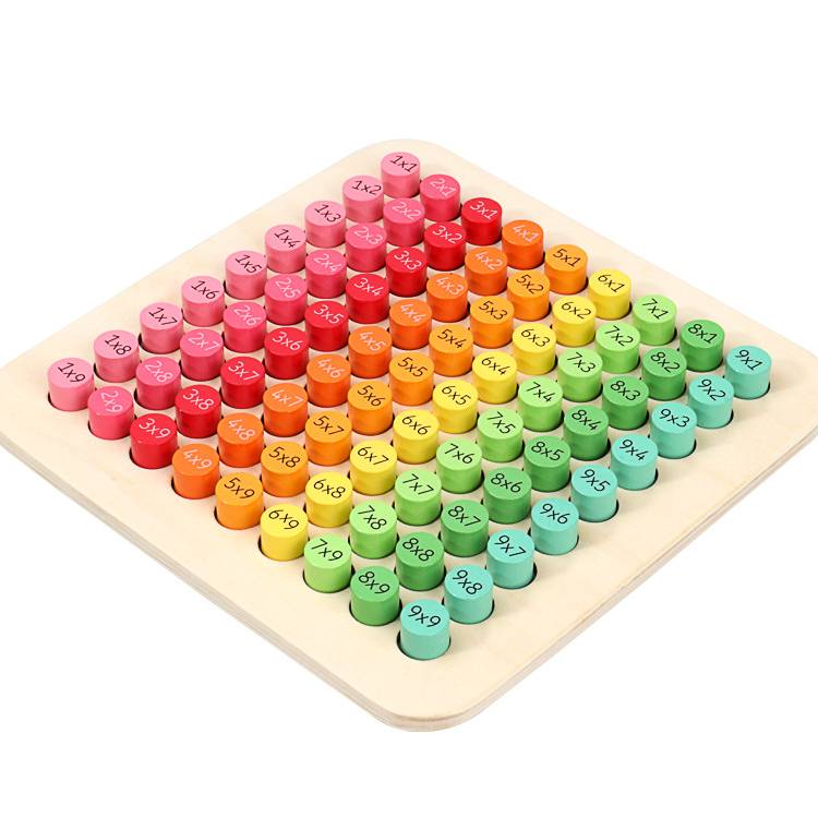 Rainbow Wooden Multiplication Board – 81-Peg Times Table Learning Aid for Kids (Ages 7+)