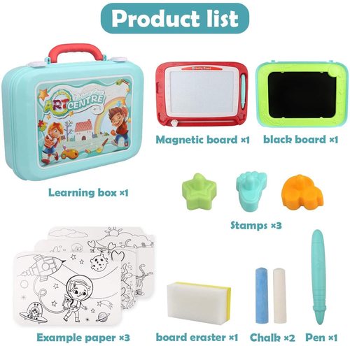 2 in1 Magnetic Drawing Black Board Sketch Learning Kid Education CarryCase Toys