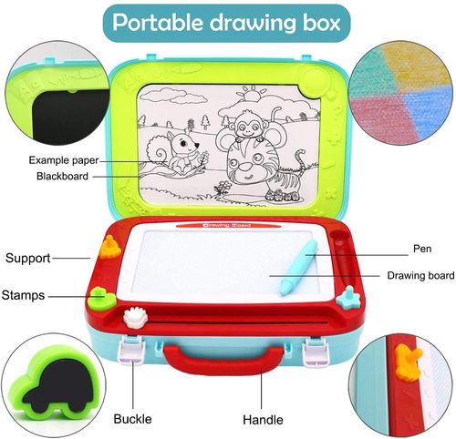 2 in1 Magnetic Drawing Black Board Sketch Learning Kid Education CarryCase Toys