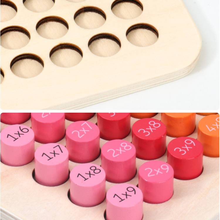Rainbow Wooden Multiplication Board – 81-Peg Times Table Learning Aid for Kids (Ages 7+)
