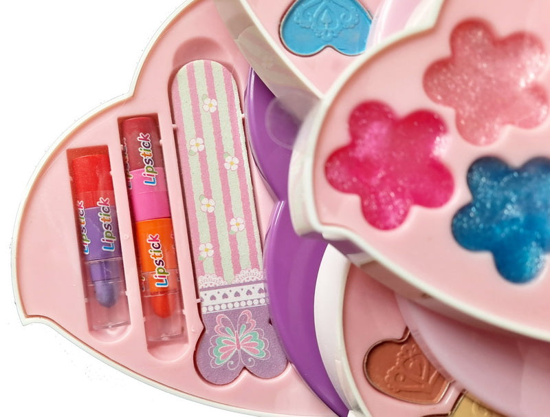 Kid Girls Makeup Set Flower Style Eco-friendly Pretend Cosmetic Play Kit Princess Toy