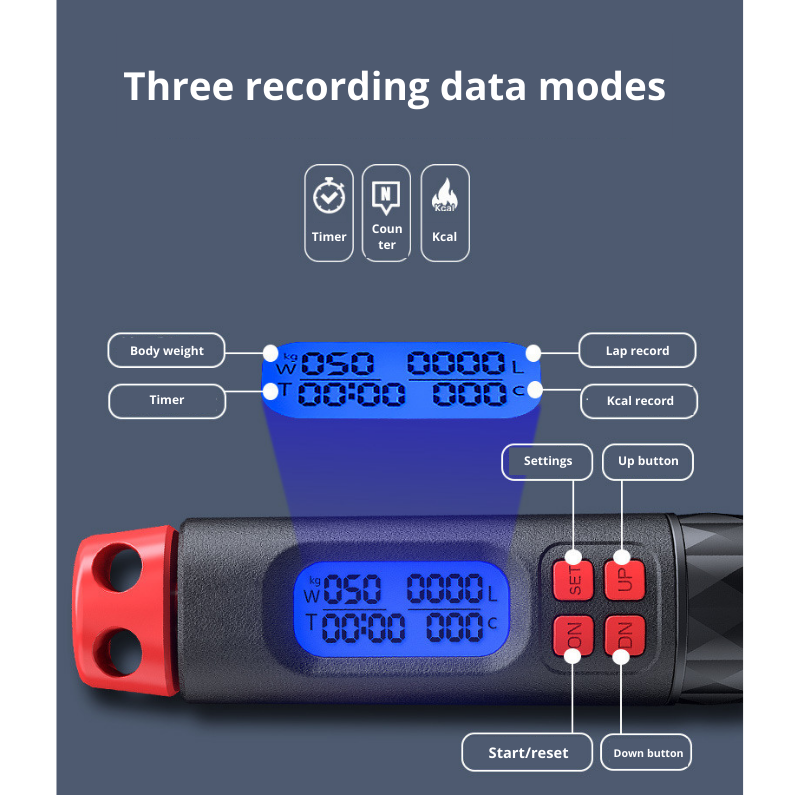 2-IN-1 Smart Cordless Skipping Rope With Digital Counter Non-slip Handle for Gym Sports Fitness - Black/Red