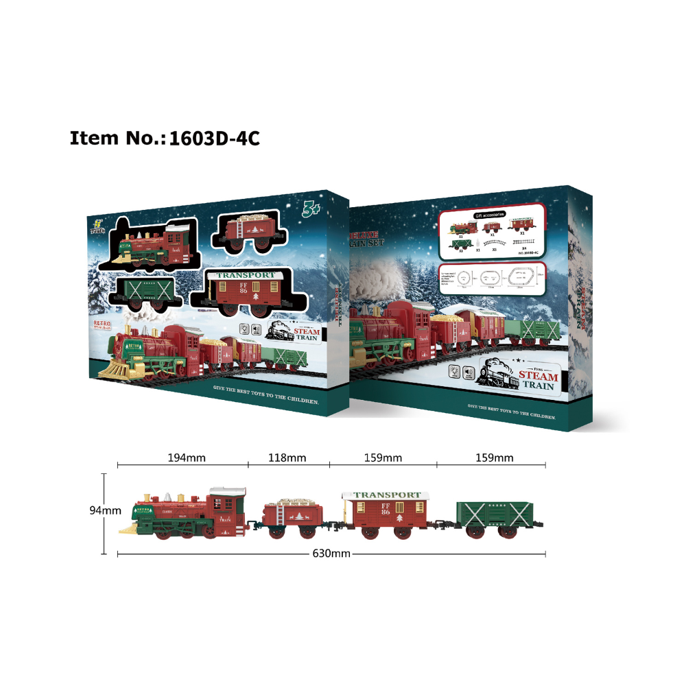 Christmas Steam Train Set for Kids with Light & Sounds Smoke Effect 10 Track Electric Train Set Great Accessory for Kids Gift