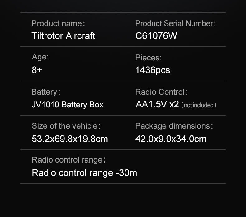 CaDA 1436 PCS Bell V-280 Valor Tiltrotor Aircraft Building Blocks Bricks