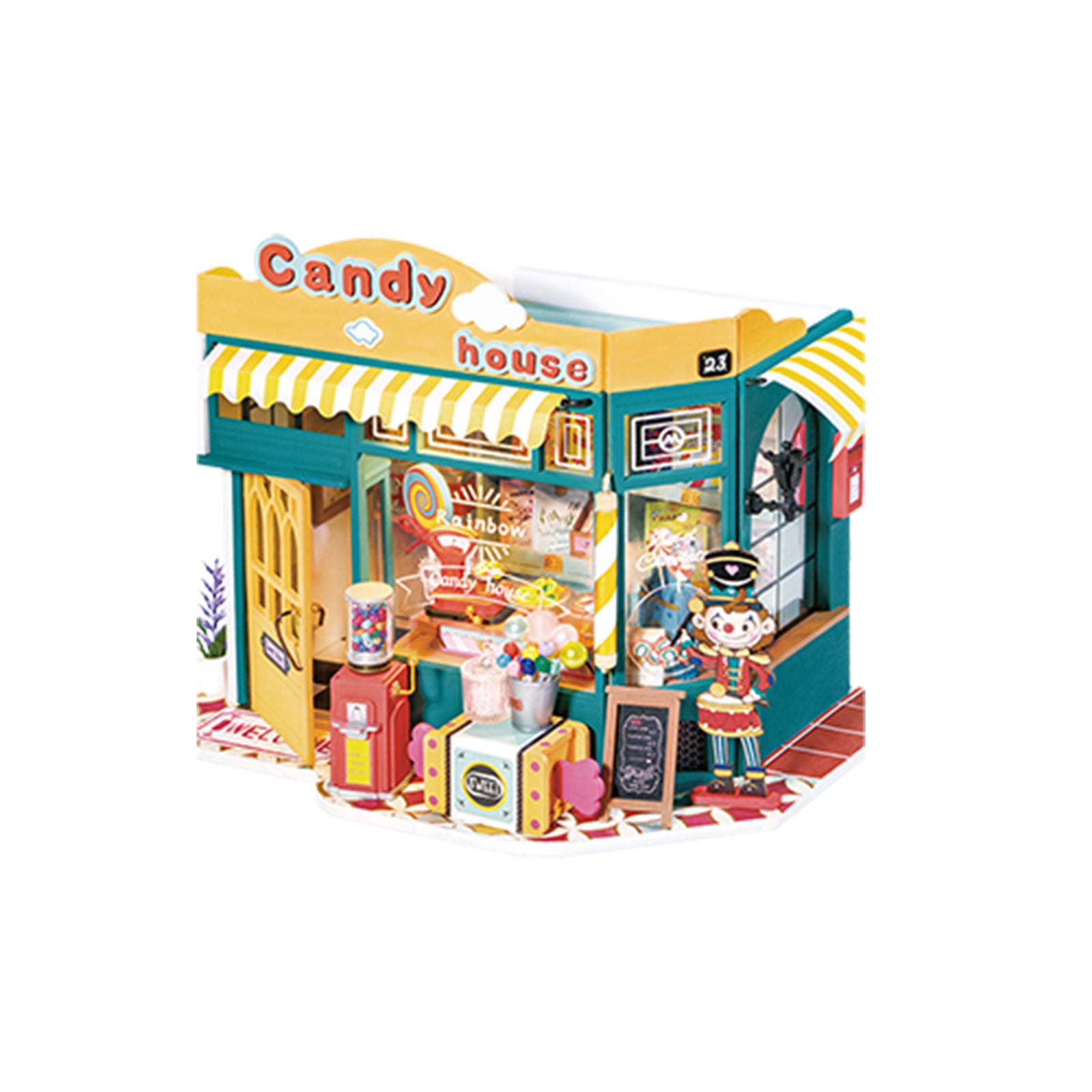Robotime Rolife Rainbow Candy House DIY Miniature House LED Light Cute Fairy Tale Atmosphere DG158