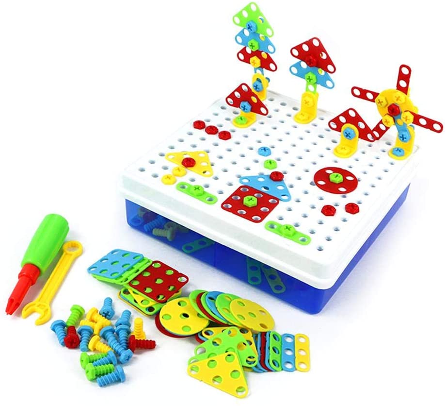 234pcs Mosaic Building Blocks Screws Nut DIY Puzzle Assemble Toy Set Child Gift