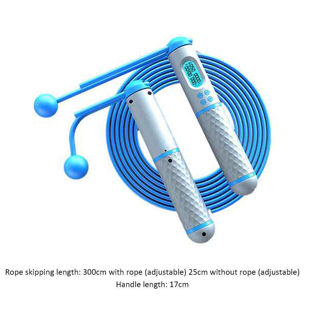 2-IN-1 Smart Cordless Skipping Rope With Digital Counter Non-slip Handle for Gym Sports Fitness - White/Blue