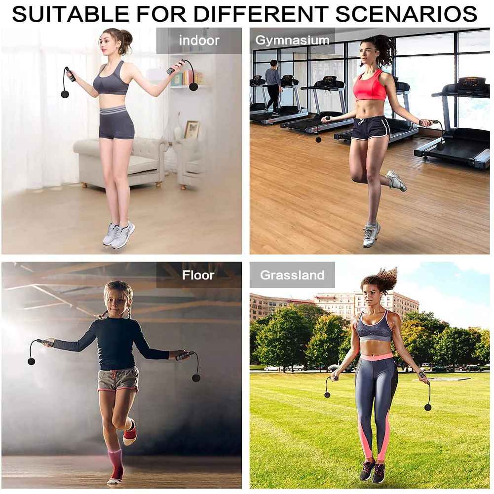 2-IN-1 Smart Cordless Skipping Rope With Digital Counter Non-slip Handle for Gym Sports Fitness - White/Blue