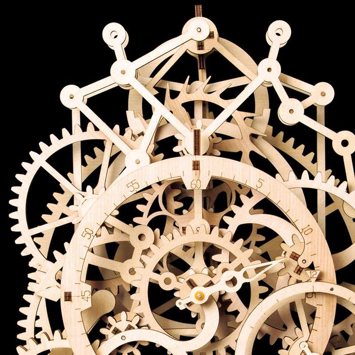 Robotime 3D DIY Wooden Puzzle Mechanical Gear Drive Vintage Pendulum Clock LK501