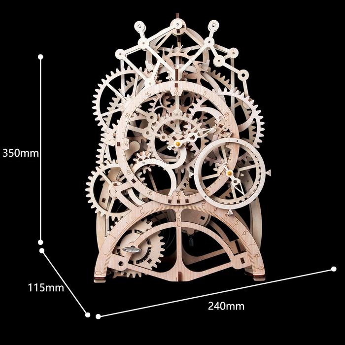 Robotime 3D DIY Wooden Puzzle Mechanical Gear Drive Vintage Pendulum Clock LK501