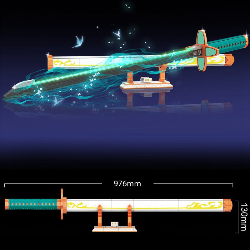 Demon 1512 Slayer Sword Building Set with Scabbard and Stand Children's Puzzle Assembly Building Blocks Toy Compatible with LEGO Collectible Gifts for Kids and Adults 8+ Luminous