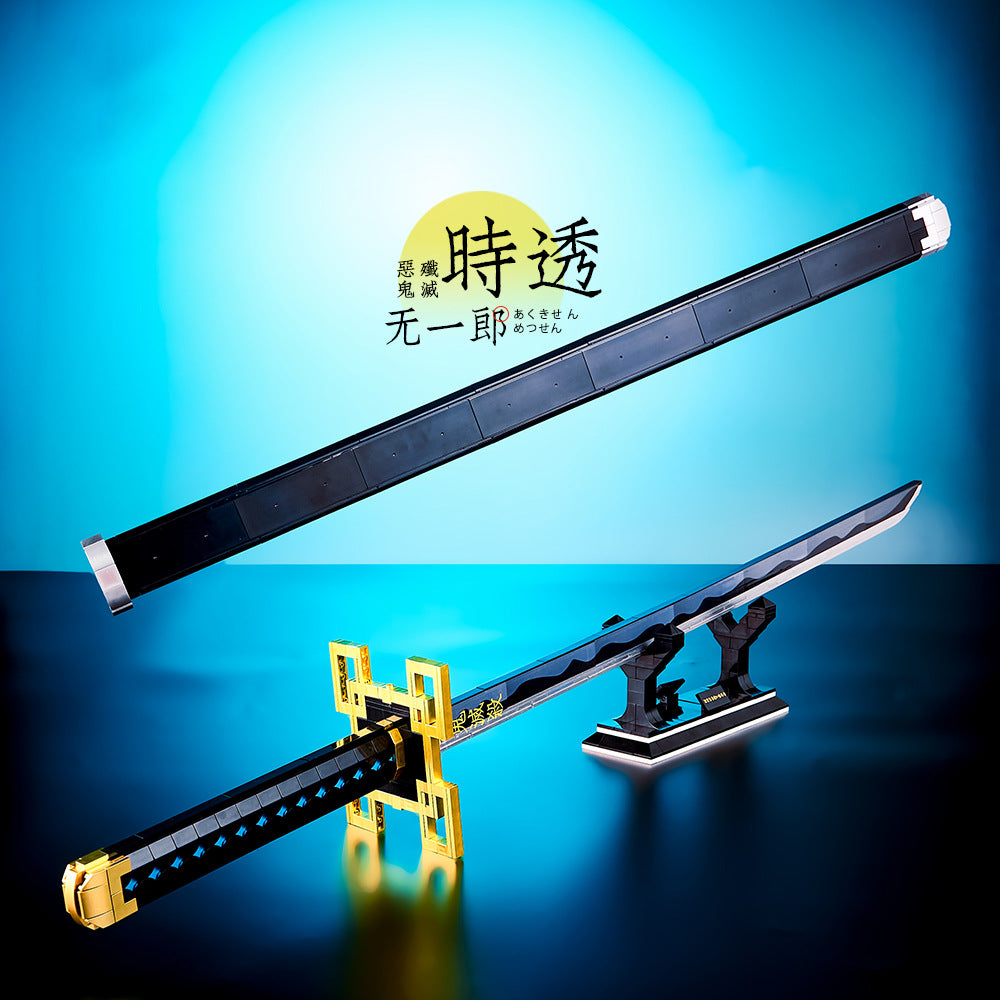 Demon 1515 Slayer Sword Tanjirou Kamado Building Set with Scabbard & Stand Compatible with LEGO for Kids 8+